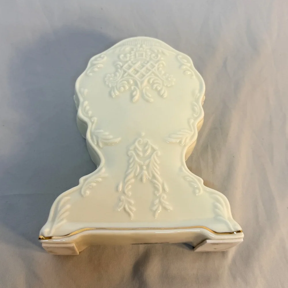 Formalities by Baum Bros Porcelain Mantel Clock Cream Gold Trim Roman Numerals